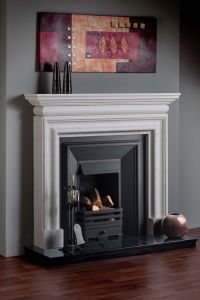 Traditional Bolection White Carrara Marble Fireplace