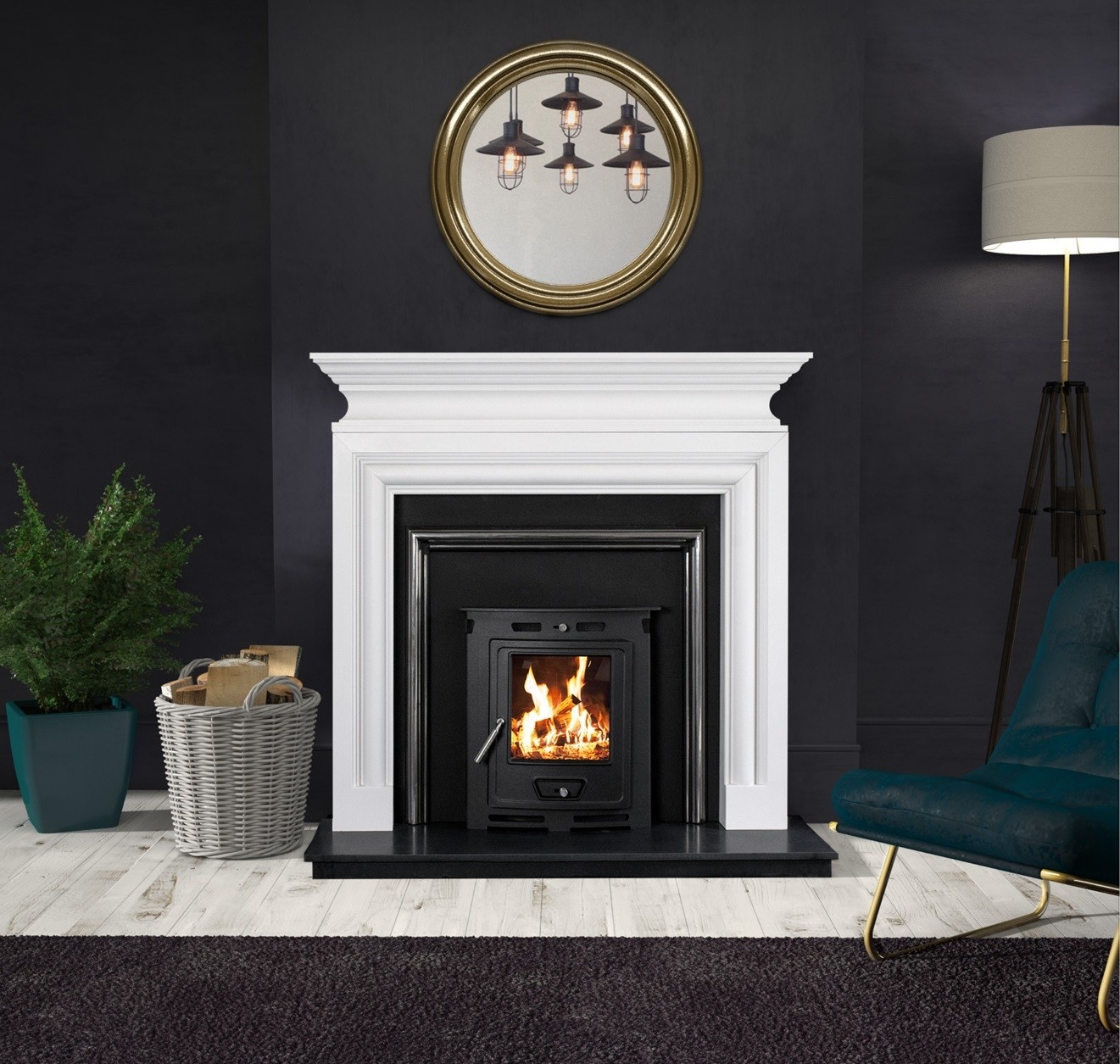 Polished White Marble Fireplaces